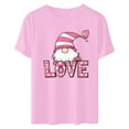 thumbnail image 4 of mihongmao Womens Plus Valentine Tops Women Casual Round Neck Short-sleeved Christmas Tree Printed T-shirt Pink M, 4 of 6