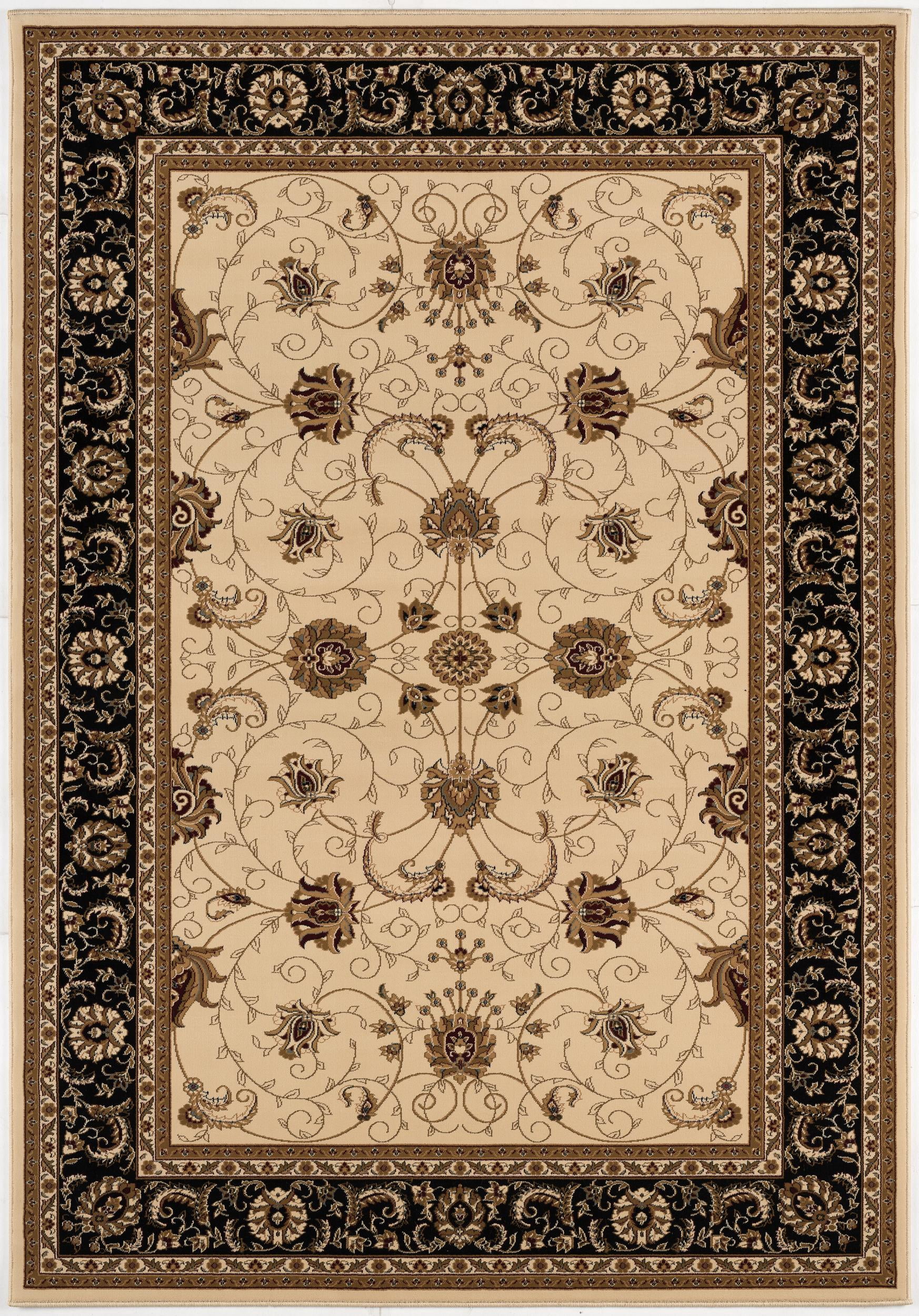 Tapis d'intérieur persan Rug Branch Majestic 2' x 30' (taille exacte : 2'3" 30'), beige noir, style traditionnel - Entrée, couloir, salle de bain et cuisine