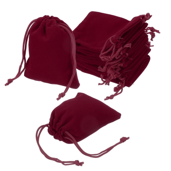 Uxcell 20 Pcs Velvet Drawstring Bag, 2.7 x 3.5 Inch Jewelry Velvet Pouches Gift Bags for Wedding Party Favor Candy Jewelry Packaging Organizing Storage, Burgundy