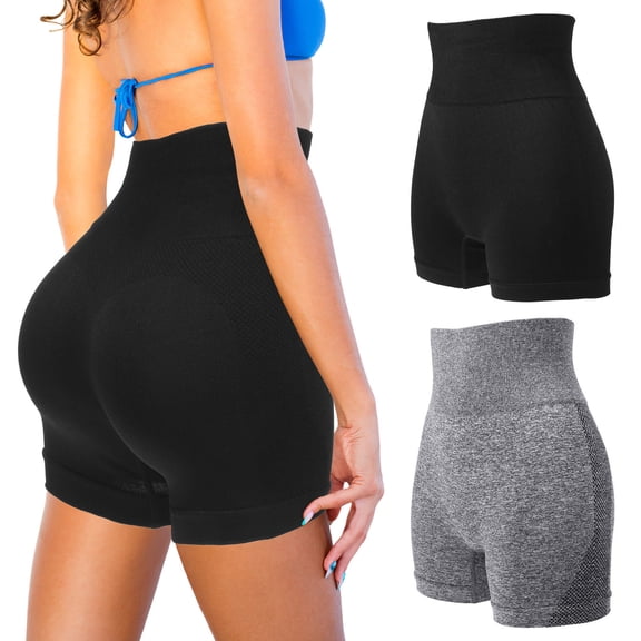 TAILTOSS Women's 2-Pack High Waist Sport Shorts for Running, Hiking, Workout - Seamless, Comfortable Activewear