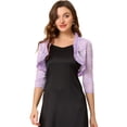 thumbnail image 1 of INSPIRE CHIC Women's Elegant Ruffle Collar Front 3/4 Sleeve Lace Shrug Top, 1 of 6