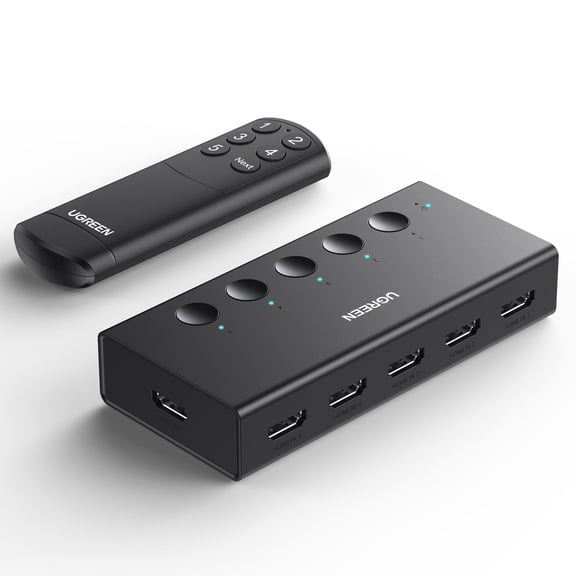 UGREEN HDMI Switch 5 in 1 Out 4K@60Hz, 5 Port HDMI Switcher with Remote, HDR HDCP2.18Gbps Selector Box for PS5 Xbox Switch Fire TV Roku Black