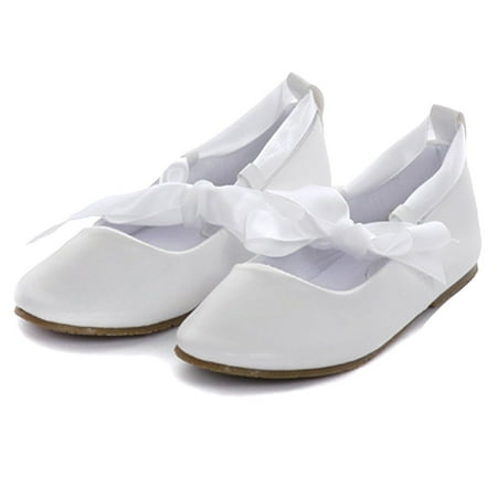 Kids Dream White Ballerina Ribbon Tie Rubber Sole Shoes Baby Girl (Best Way To Clean The White Rubber On Shoes)