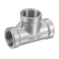 thumbnail image 1 of Unique Bargains 3/8 NPT Female Thread Tee Pipe Fitting Hose Adapter 304 Stainless Steel, 1 of 5