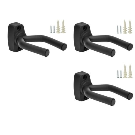 TopStage Set of 3 Guitar Hangers Hook Holder Wall Mount Display - w/Mounting Hardware, Set of 3 - Easy to Wall Mount By Top Stage Ship from