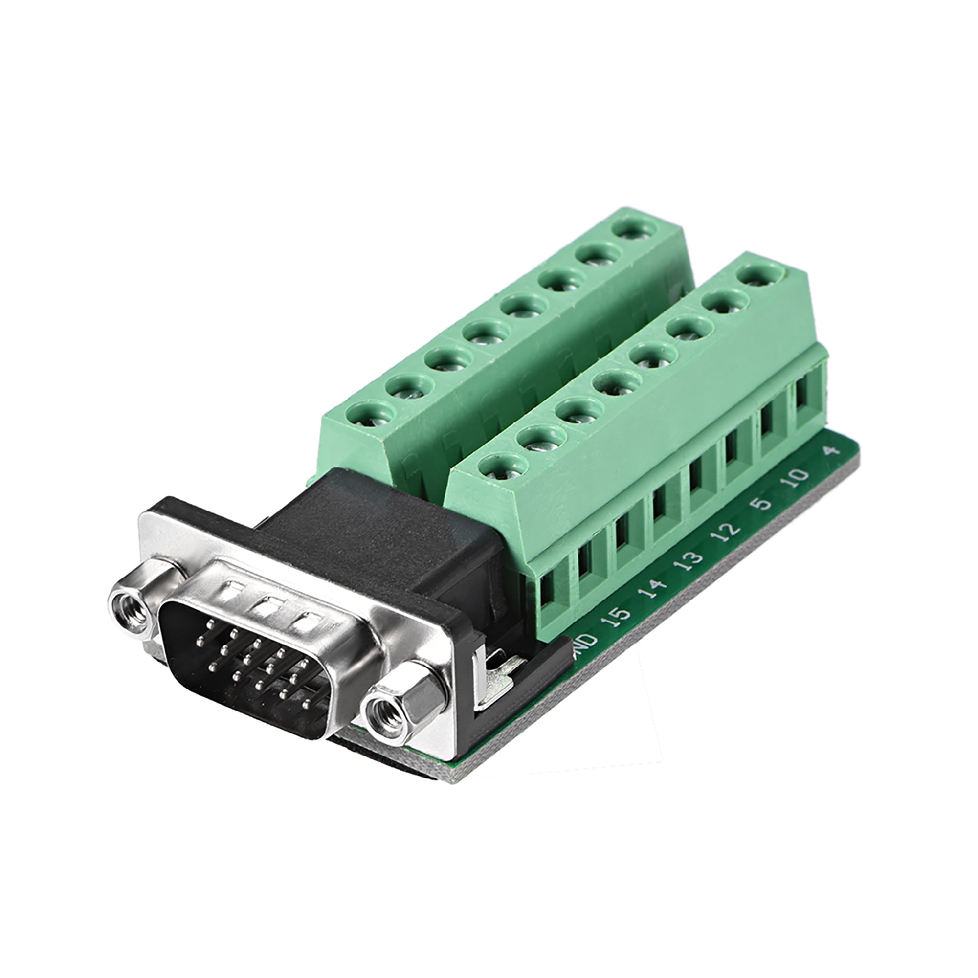 DB15 Male D-SUB 3 Row 15Pin VGA Plug Breakout Terminal Solderless Connector
