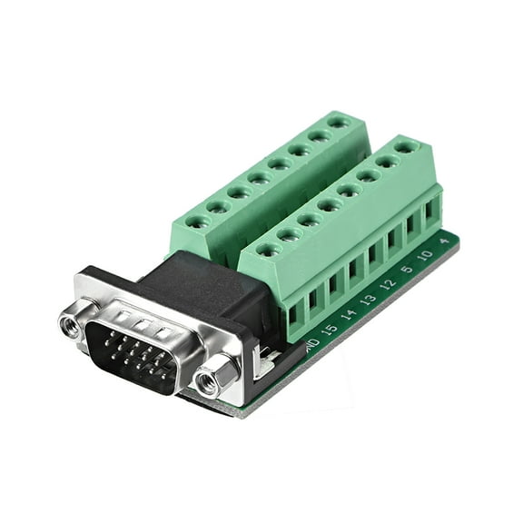 D-sub DB15 Breakout Board Connector 3-row Male Port Solderless Terminal Block Adapter with Positioning Nuts