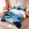 thumbnail image 3 of Manfei Fantasy Lake Full Size Comforter Sets for Girls Women, Moon Cherry Mountain Bedding Sets, Blue Pink White, Reversible 3pcs, 1 Comforter and 2 Pillowcases, 3 of 6