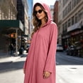 thumbnail image 4 of SELONE Bathrobes for Women Zip Front Plus Size Long Dress Full Zip Long Sleeve Hooded Robe with Pockets Cozy Homewear, 4 of 9