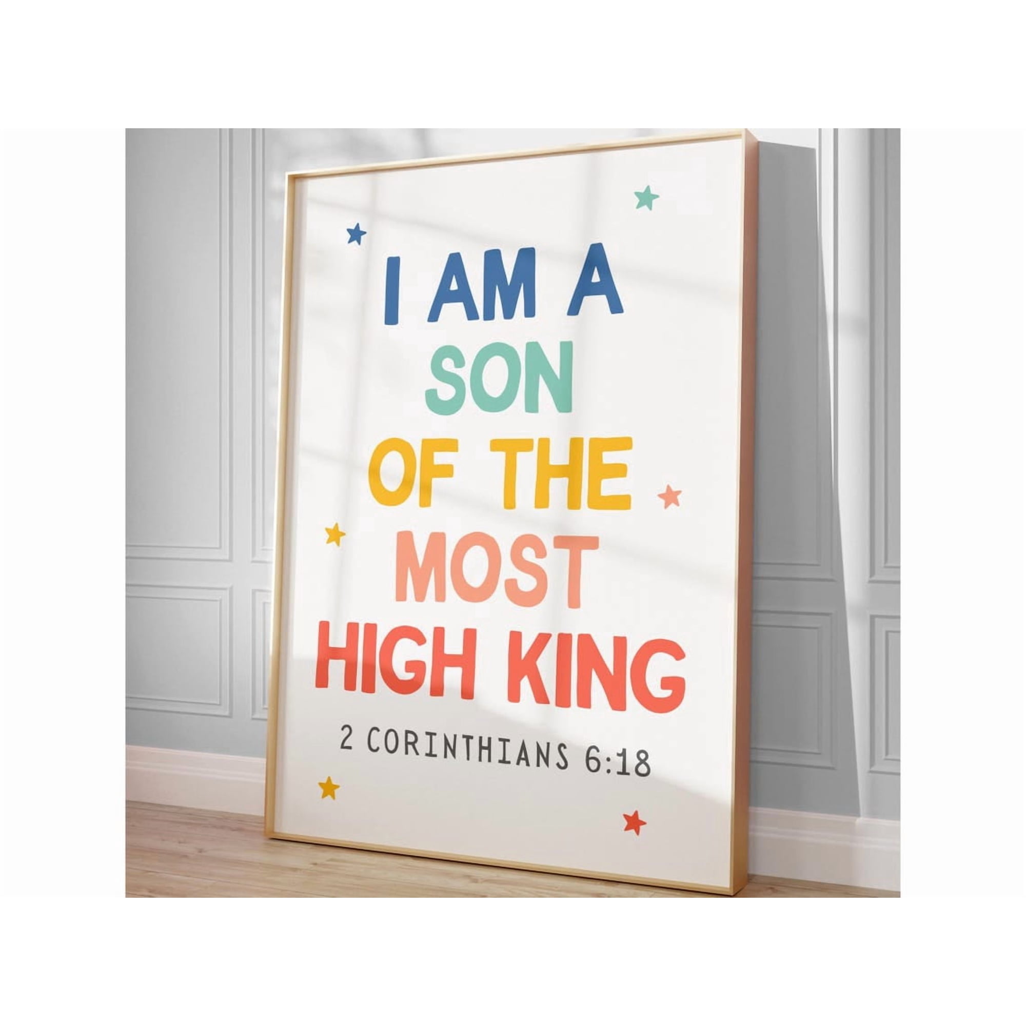 I Am A Son Of The Most High King Christian Toddler Boy Nursery Playroom Decor Home Decor Office Wall Art