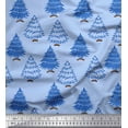thumbnail image 1 of Soimoi Georgette Viscose Fabric Christmas Tree Block Printed Fabric 1 Yard 42 Inch Wide, 1 of 3