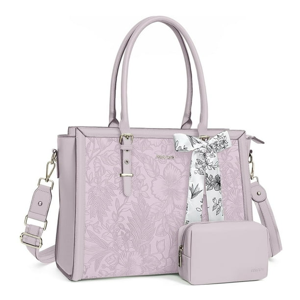 Bolsa MOSISO para portátil, piel sintética, 15.6 a 16 pulgadas, para mujer, color lila polvoriento