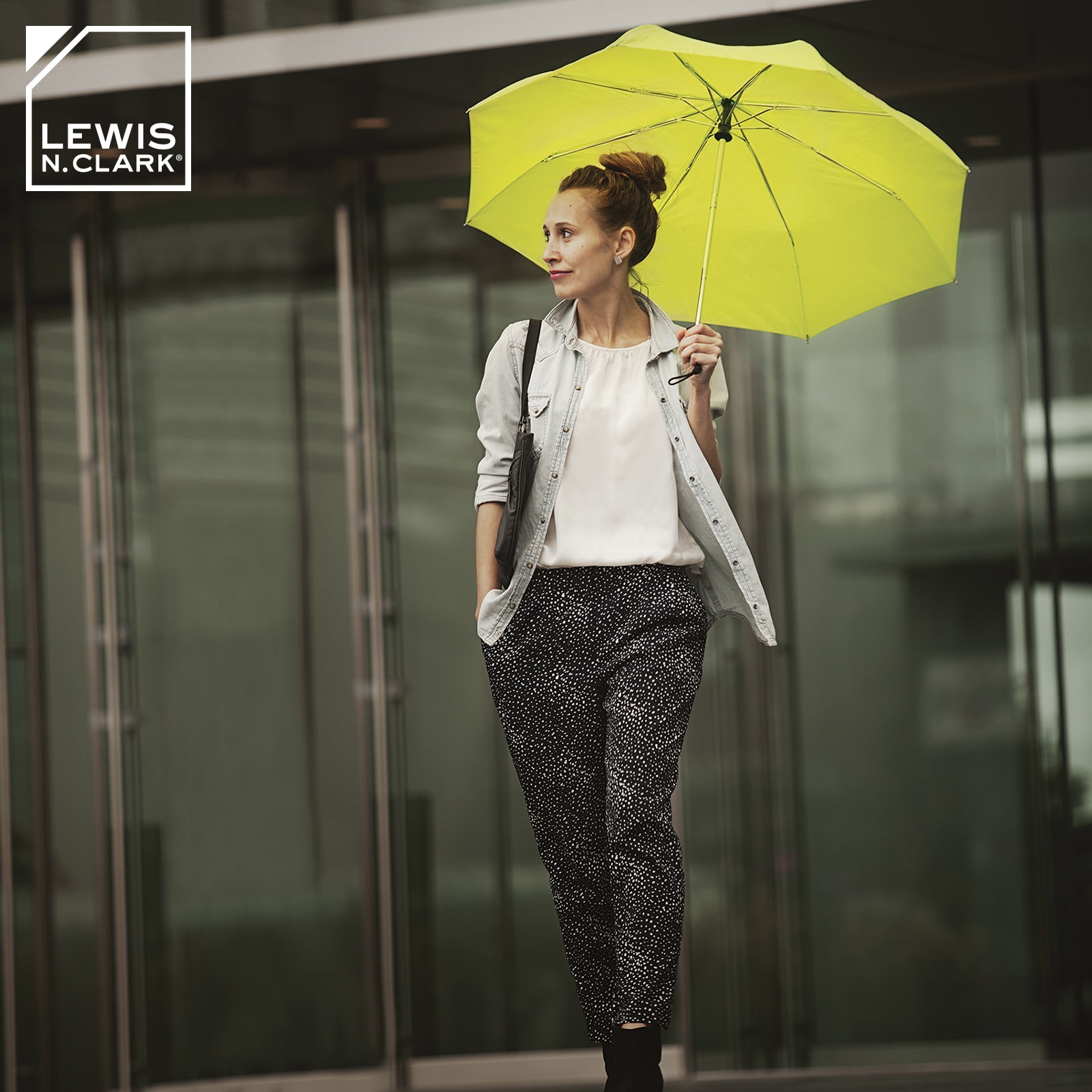Clark Windproof and Water Repellent Travel Umbrella Orange Lewis N 