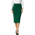 thumbnail image 1 of Falda Lápiz de Mujer Inspire Chic de Cintura Alta con Pliegues Frontal para Oficina, Falda Bodycon XL Verde Oscuro, 1 of 6