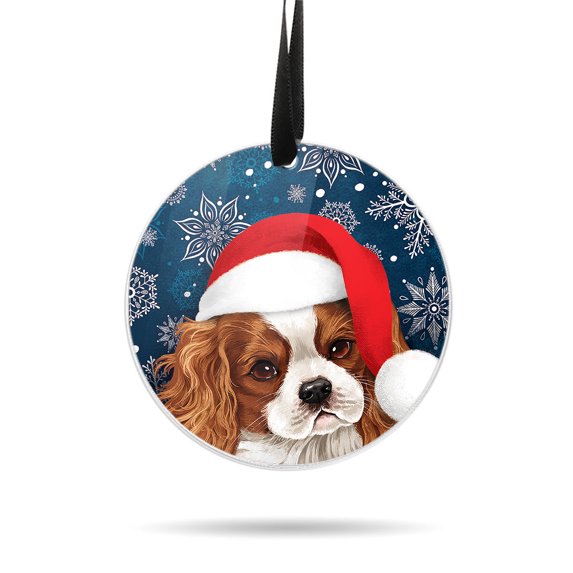 WIRESTER Large 3 inch Acrylic Ready to Hang Ornament, Hanging Ornaments for Christmas Tree Holidays Party Home Office Xmas Tree Decoration Gift - Cavalier King Charles Spaniels Dog Sad