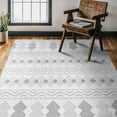 thumbnail image 5 of CAMILSON Modern Luxury Geometric Micro Loop Soft Stain Resistant Easy-Cleaning Non-Shedding Indoor Area Rug 4x6 White / Gray, 5 of 9