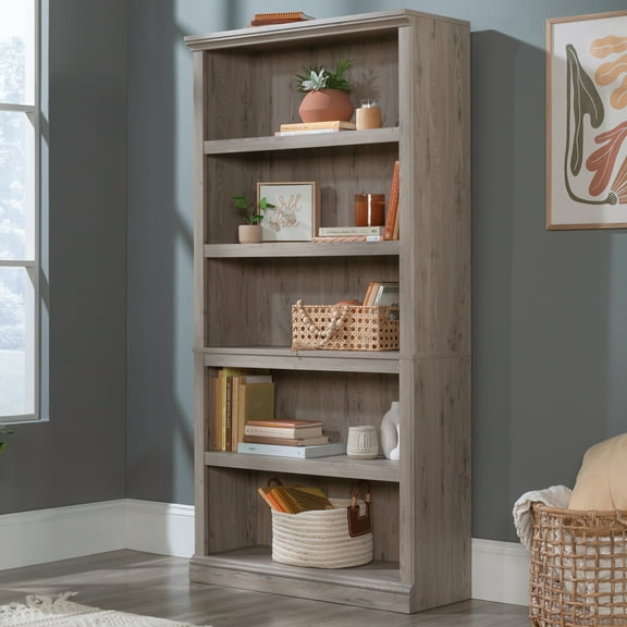 Sauder 5-Shelf Display Bookcase in Laurel Oak, Laurel Oak Finish