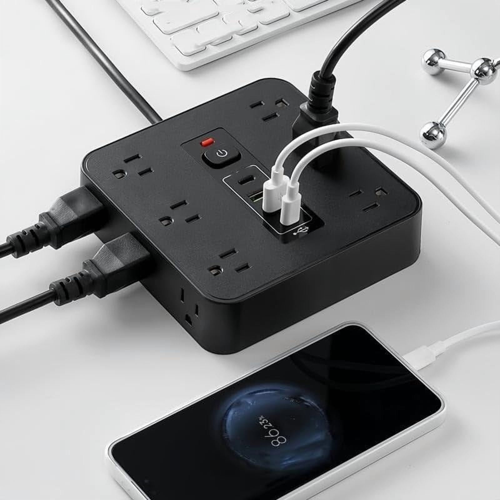 16-in-1 Power Strip Surge Protector with 12 AC Outlets, 3 USB-A & 1USB-C Ports, Time Display for Home & Office Use