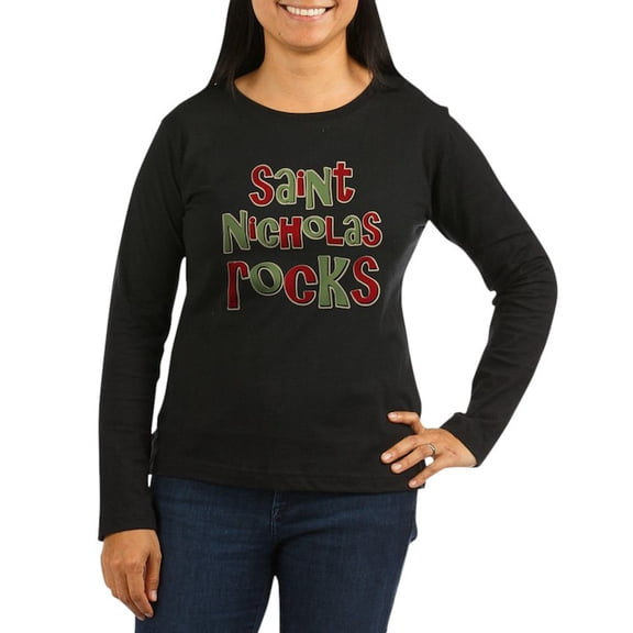 CafePress - Saint Nicholas Rocks Women's Long Sleeve Dark T Sh - Women's Long Sleeve Graphic Tee Casual Fit