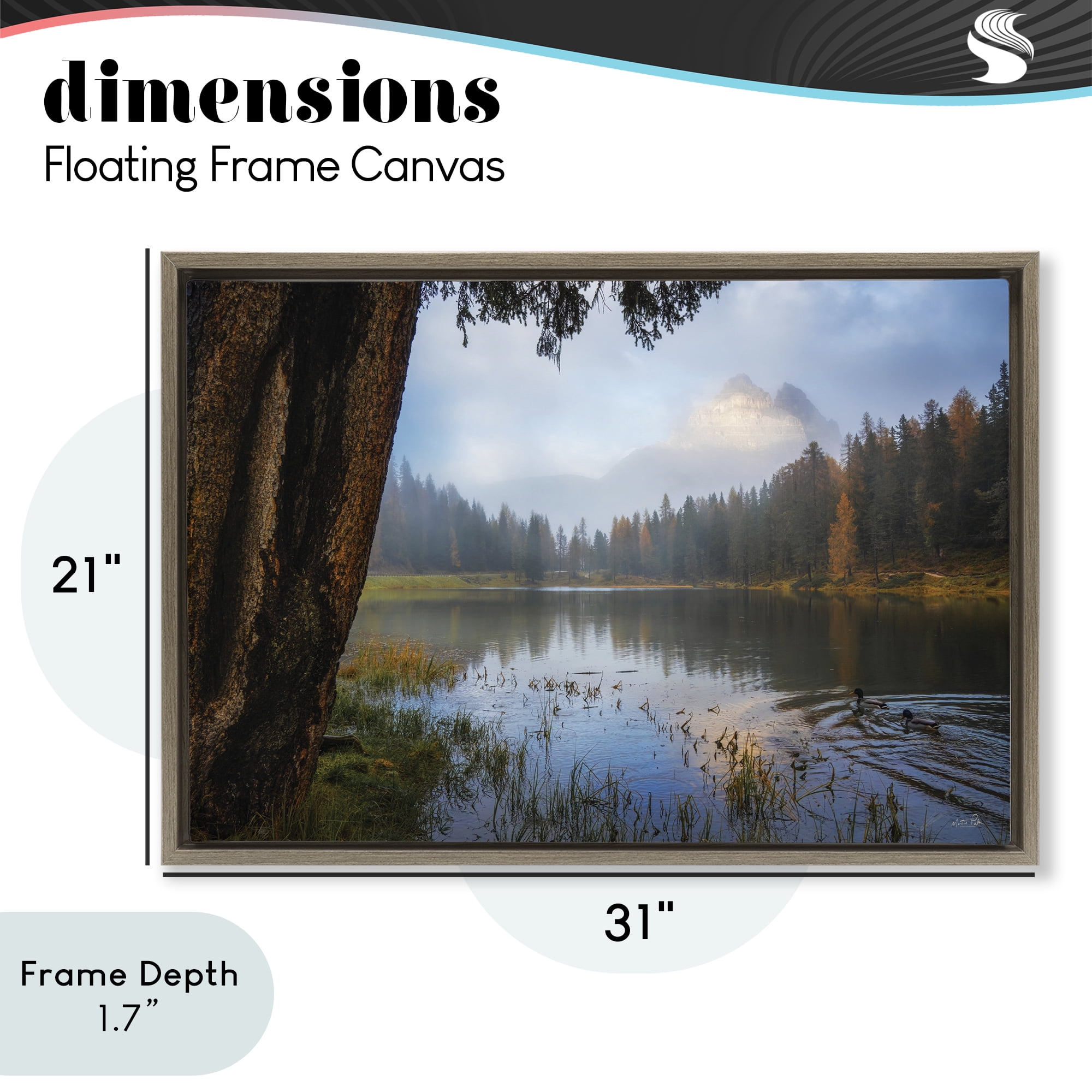Stupell Industries Autumn Forest Reflections Brown Framed Floater Canvas Wall Art, design by Martin Podt