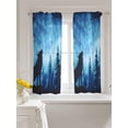 thumbnail image 3 of Black Wolf Night Curtains 45 Inch Length, Sheer Curtains for Bedroom Living Room Window Abstract Forest Silhouette Starry Rod Pocket Voile Drapes Kitchen Curtains Small Half Window 42"x45" 2 Panels, 3 of 6
