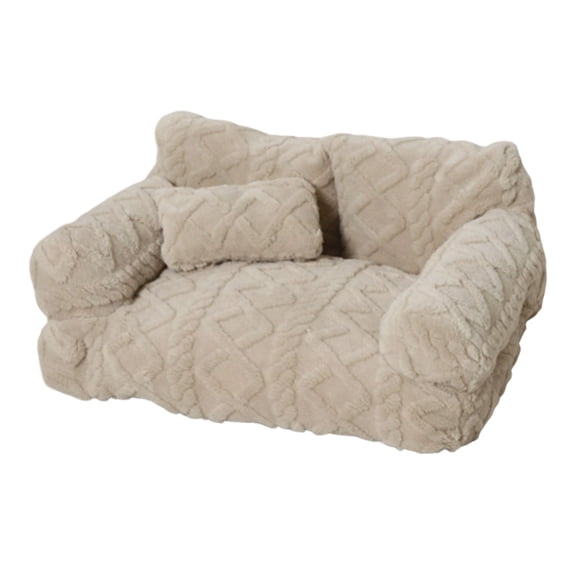Pet Bed Washable Cushion, Cozy Elevated Sofa for Cats Small Dogs, Soft Cotton Cover Removable, Non Slip Base Indoor Living Room Bedroom Balcony Use
