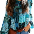 thumbnail image 4 of Sonducket Camisa de poliéster para mujer, blusa bohemia de manga corta con cuello de verano, camisas de viaje para interiores y exteriores, azul Type2 NO2, 4 of 6