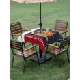 thumbnail image 4 of Outdoor Tablecloths with Umbrella Hole & Zipper, Independence Day 54x54 Inch Square Tablecloths, Red Truck USA Flag Star Sunflowers Waterproof Table Cloth, Patio/Pool/Picnic Table Covers, 4 of 8
