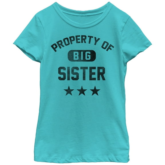 Girl's Lost Gods Property of Big Sister  Graphic Tee Tahiti Blue Large