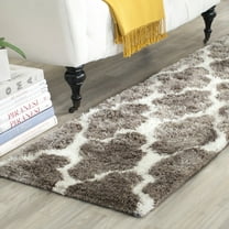 Safavieh Barcelona Hilda Diamond Shag Runner Rug, Silver/Ivory, 2' x 7'