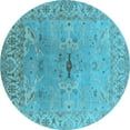 thumbnail image 1 of Ahgly Company Indoor Round Oriental Light Blue Traditional Area Rugs, 5' Round, 1 of 4
