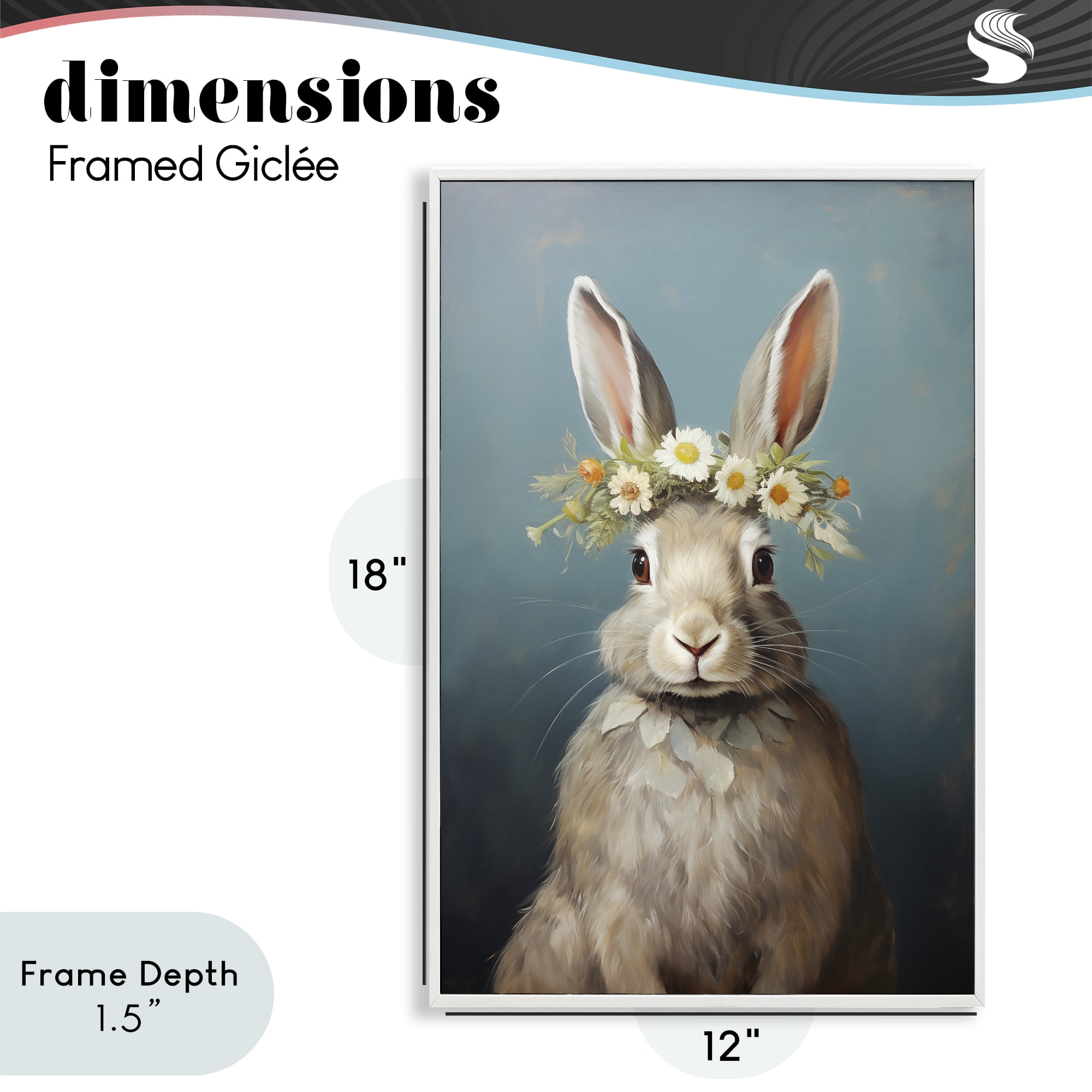 Stupell Industries Daisy Crowned Bunny Portrait White Framed Giclee Art, design by Heidi Kuntz