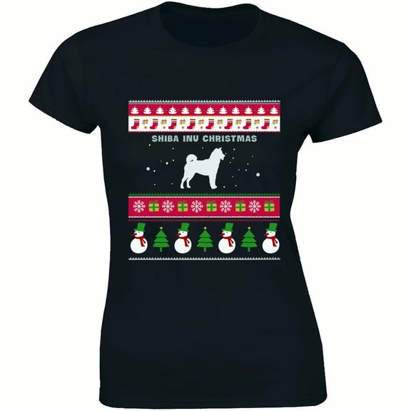 Shiba Inu Christmas - Xmas Holiday Dog Lover Women's Ugly T-Shirt
