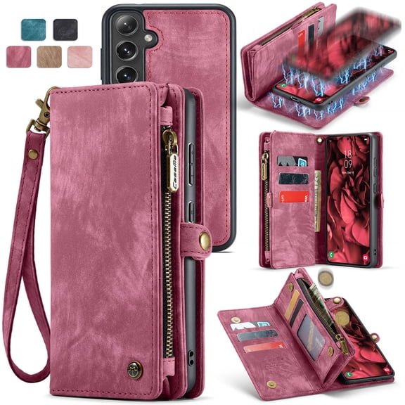 ETFAST Leather Wallet With Card Holder Zipper Phone Case For Samsung Galaxy S24 Ultra S23 FE S22 S21 S20 S10 High Quality Leather Phone Case