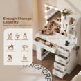 thumbnail image 5 of JULY'S SONG 37" White Vanity Desk with Mirror and Lights Makeup Vanity Table with 5 Drawers & Storage Shelves Cabinet, Dressing Table with Power Outlet for Bedroom Dressing Room, 5 of 9