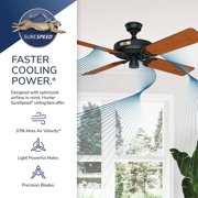 Hunter 52 inch Outdoor or Indoor Ceiling Fan No Light - Black Ceiling Fan without Light, For Patio, Porch, Garage, or Living Room, Standard Mount, 5 Blades, Pull Chain - Original 23838, Matte Black