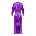 thumbnail image 4 of TSSOE 2-piece Jazz Dance Set for Girls Boys Metallic Hip Hop Dance Outfits Zip Up Bomber Jacket with Cargo Pants Purple 8, 4 of 7