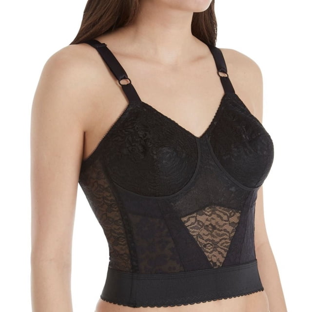 Women's Rago 2202 Lacette Longline Wireless Expandable Cup Bra (Black 38B)