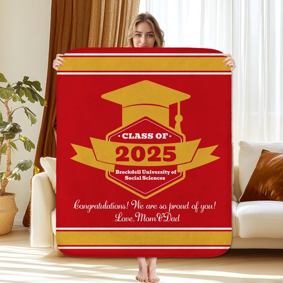 Custom Graduation Blanket with TEXT, 2025 Graduation Gifts Blanket For Graduate Daughter, Son, Adults Throw Blanket for Graduation Party