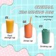 thumbnail image 3 of Teivio 4 pcs 10 oz Wheat Straw Kids/Toddler Cups with Lid and Straws, Reusable Spill proof cups for Kids,Unbreakable plastic cups with Silicone Straws &Cleaning Brush,Dishwasher Safe,Autumn Multicolor, 3 of 6
