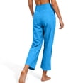 thumbnail image 5 of Dwellite Womens Linen Capri Pants Petite 2026 Summer Lightweight High Waist Straight Leg Solid Beach Lounge Pants Blue 2XL, 5 of 7