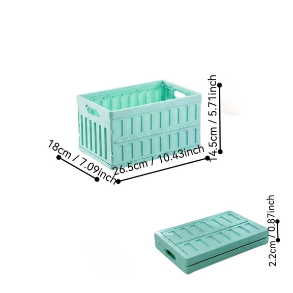 VENTORA Foldable Hollow‑Ventilated Plastic Storage Crate, Stackable Portable Organizer Bin With Built‑In Side Handles, Collapsible Flat‑Design Storage Basket for Stationery Cosmetics Toys