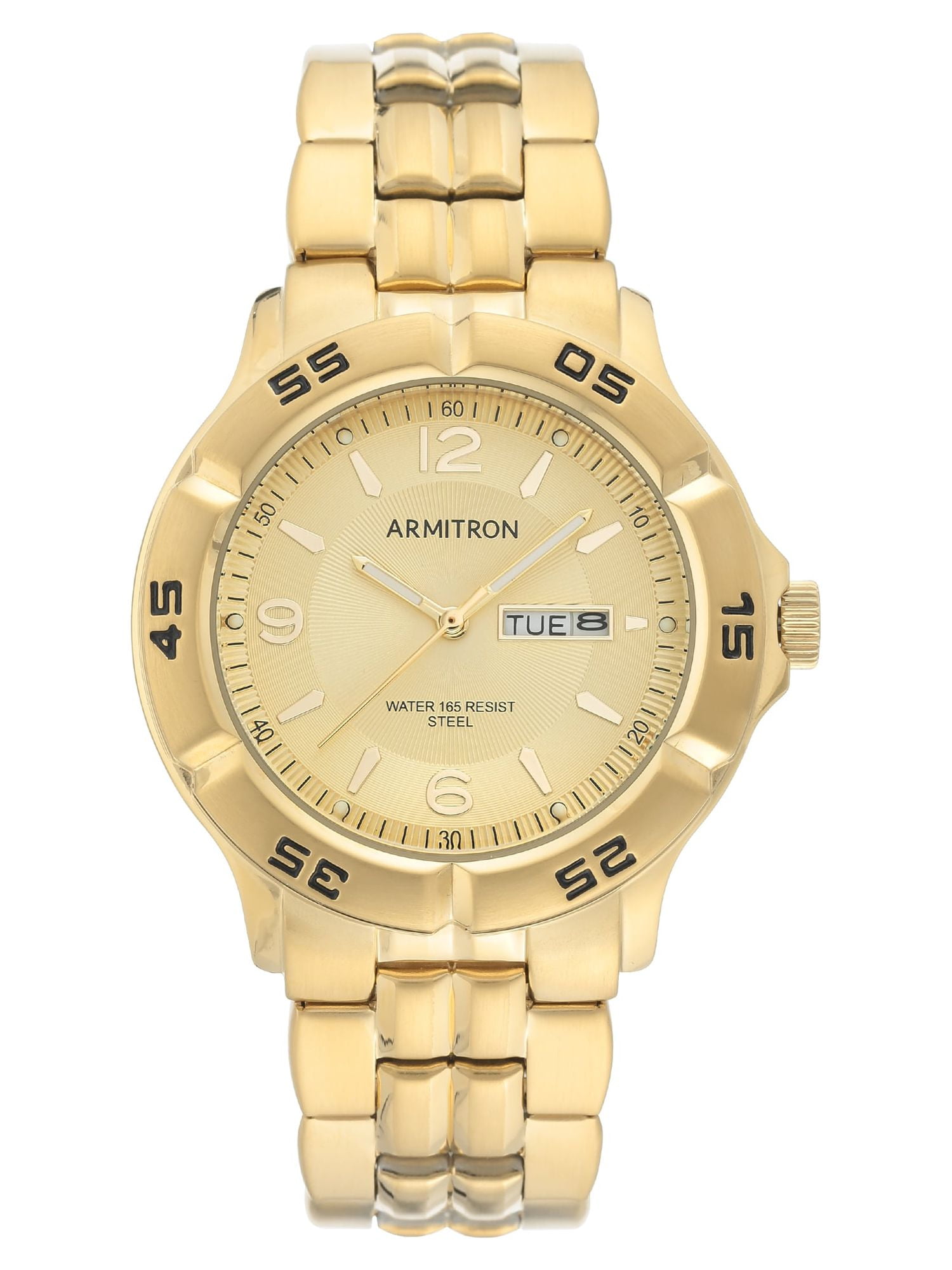 Armitron Mens Dress Watch with Gold Tone Metal Bracelet Band