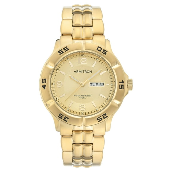 Armitron Men's Gold-Tone and Champagne Day Date Dress Watch