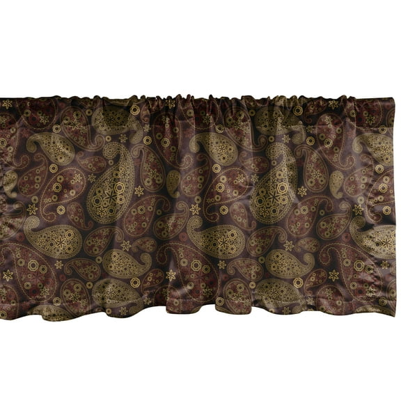 Ambesonne Paisley Window Valance, Oriental Damask Design, 54" X 18", Redwood and Amber