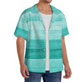 thumbnail image 3 of Lafuoo Teal Turquoise Pattern Men's Cuban Collar Short Sleeve Shirt, Button-Down Resort Beach Pocket Shirt-4X-Large, 3 of 7