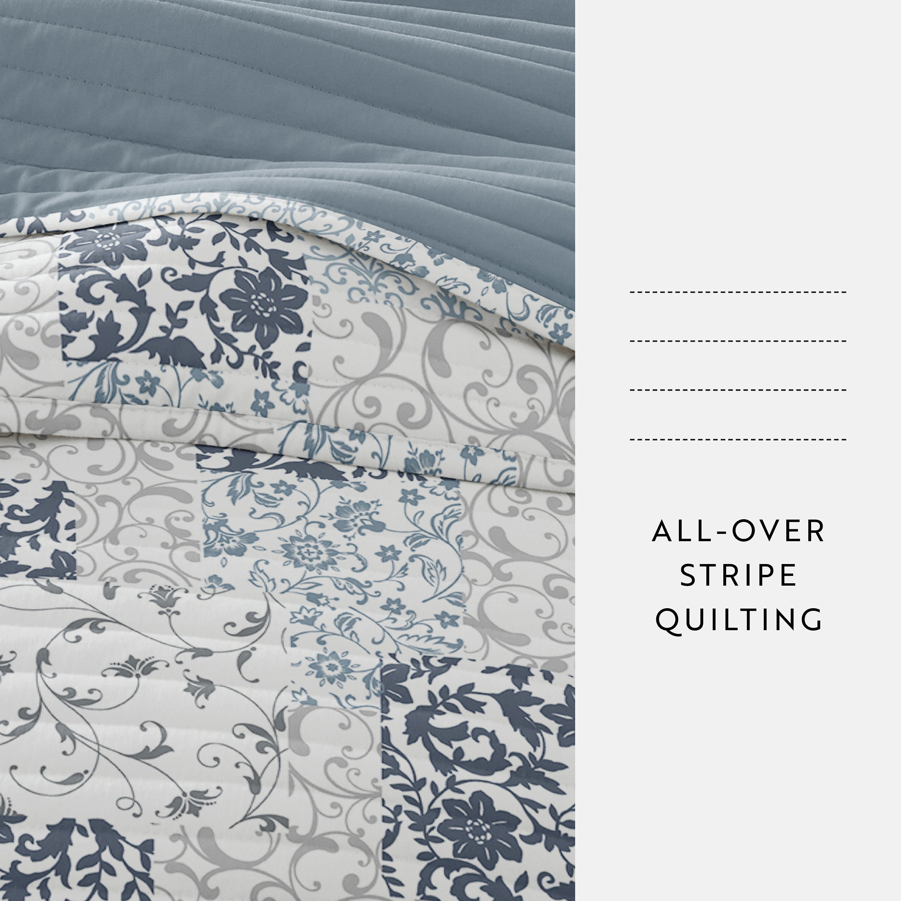 Ultra Soft Lightweight Quilt Sets in Patchwork Dusk Blue for Twin/TwinXL Bedding by Comfort Canopy