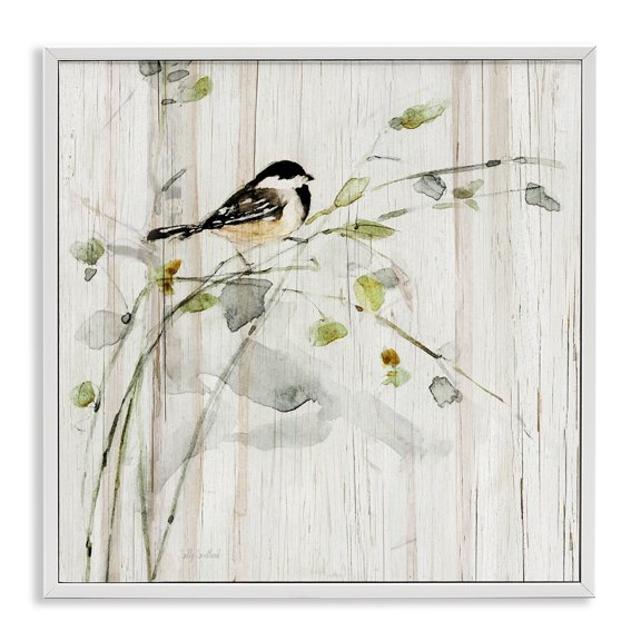 Stupell Industries Rustic Lodge Bird Perched Birch Pattern White Framed Giclee Art, 17 x 17, by Danita Delimont