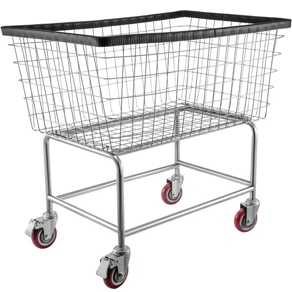 VEVOR Wire Laundry Cart, 4.5 Bushel Wire Laundry Basket with Wheels, 35''x15.7''x22'' Commercial Wire Laundry Basket Cart, Steel Frame with Chrome Finish, 5'' Casters, Wire Basket Cart