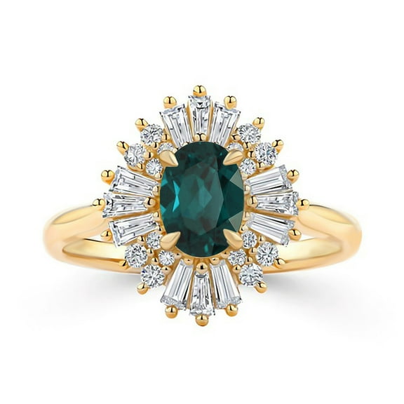 Gold Plated 925 Sterling Silver Natural London Blue Topaz Gemstone Cluster Ring For Women